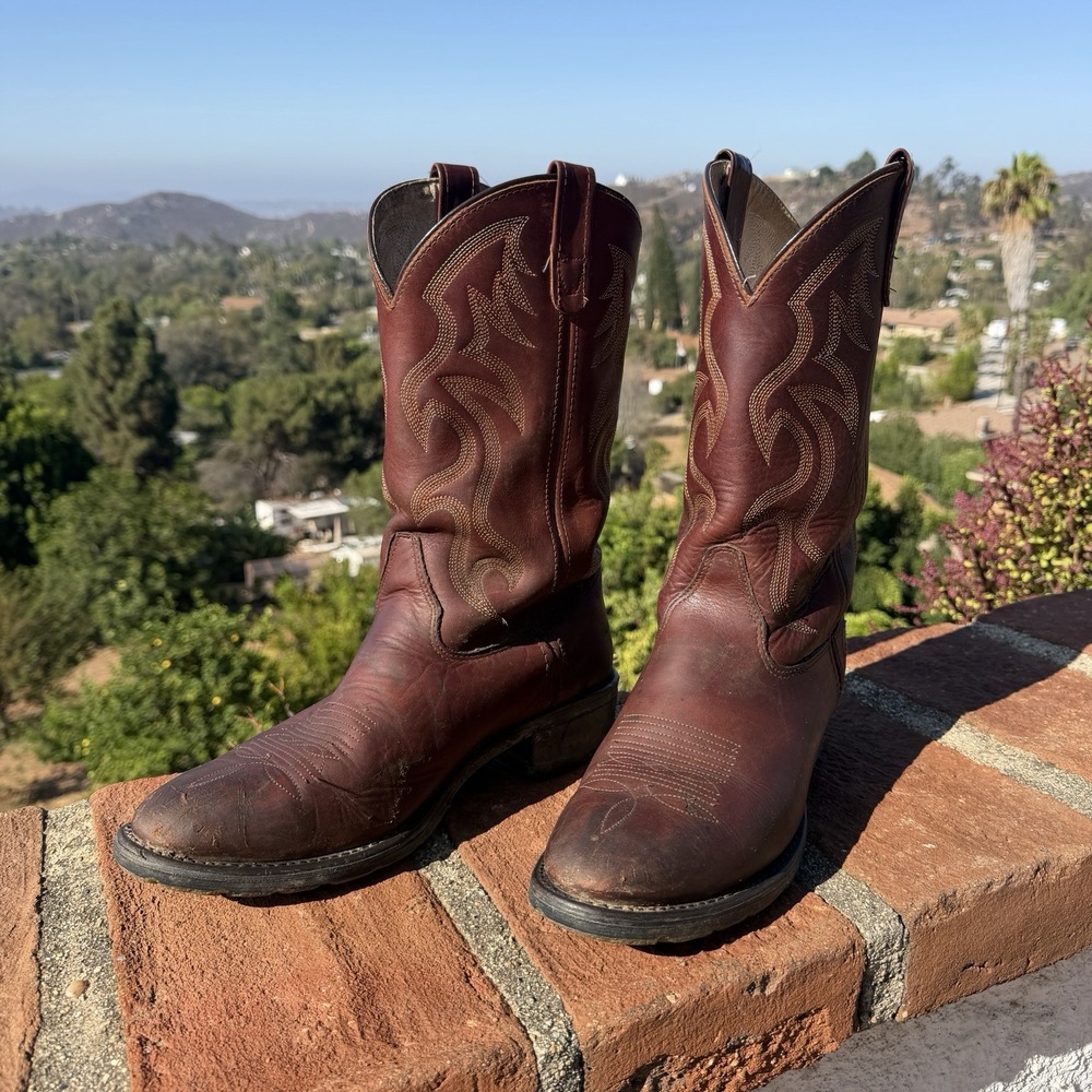 Vintage Double H Men's Brown Leather Cowboy Western 1519 Work Boots Size 11 D
